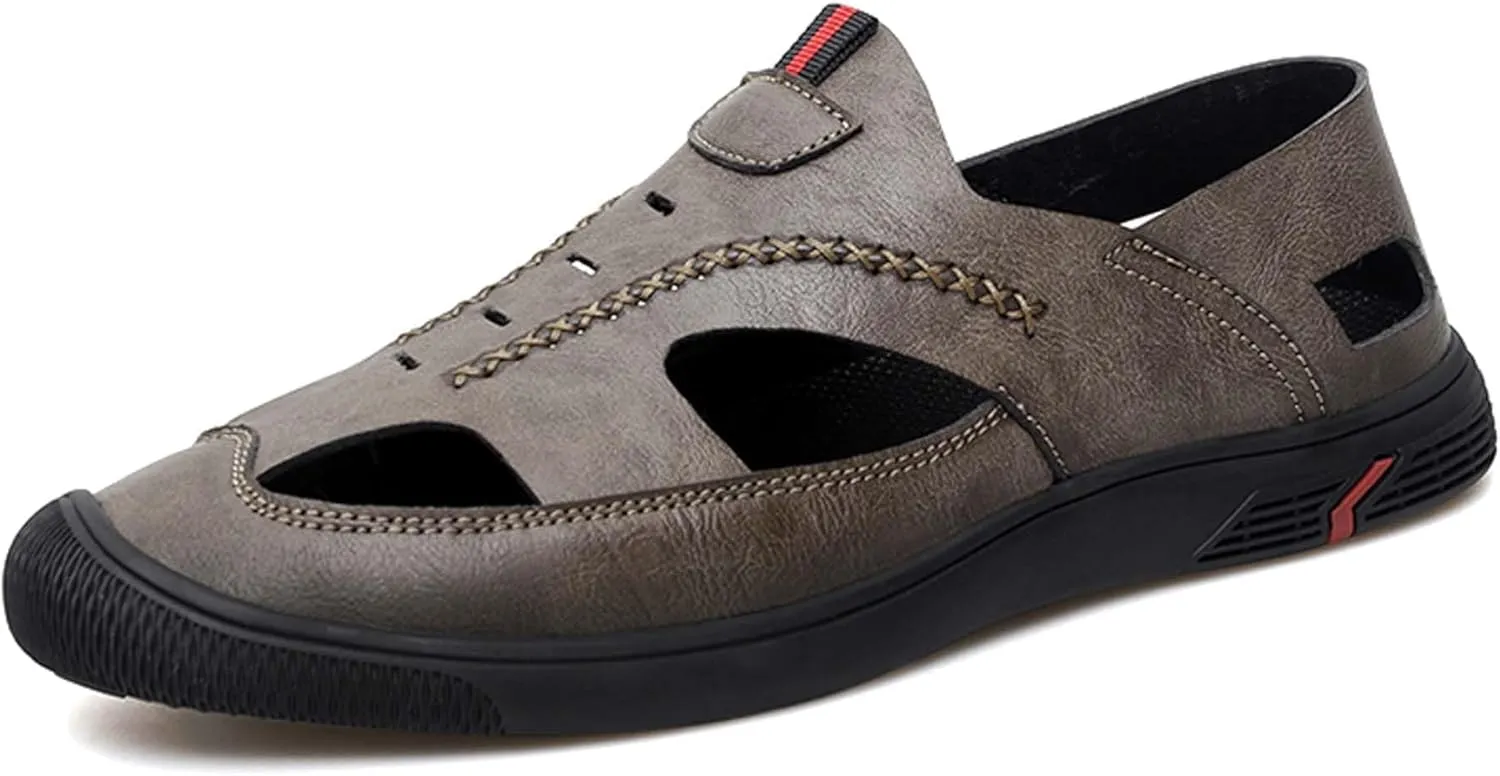 Men's New Mesh Breathable Outdoor Quick Drying Leather Shoes, Business Casual Sports Outdoor Shoes,Lightweight Wide Edition Walking Shoes Wading Shoes，Fashionable Sports Shoes