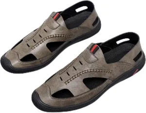 Men's New Mesh Breathable Outdoor Quick Drying Leather Shoes, Business Casual Sports Outdoor Shoes,Lightweight Wide Edition Walking Shoes Wading Shoes，Fashionable Sports Shoes