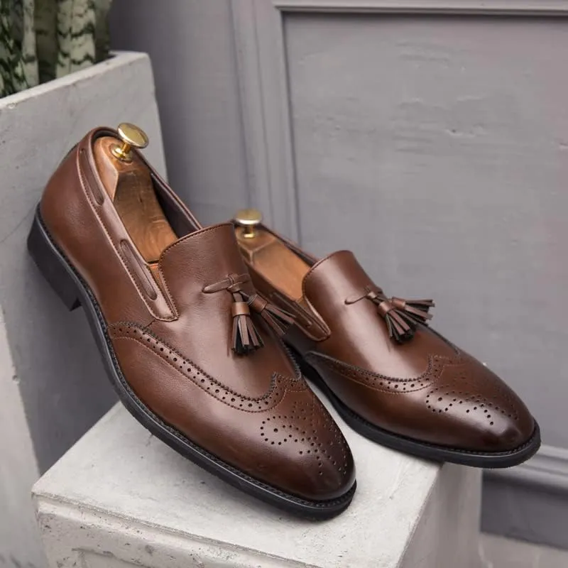 Men's Penny Loafers Tassels Casual Slip-On Shoes and Weeding Dress Shoes for Men