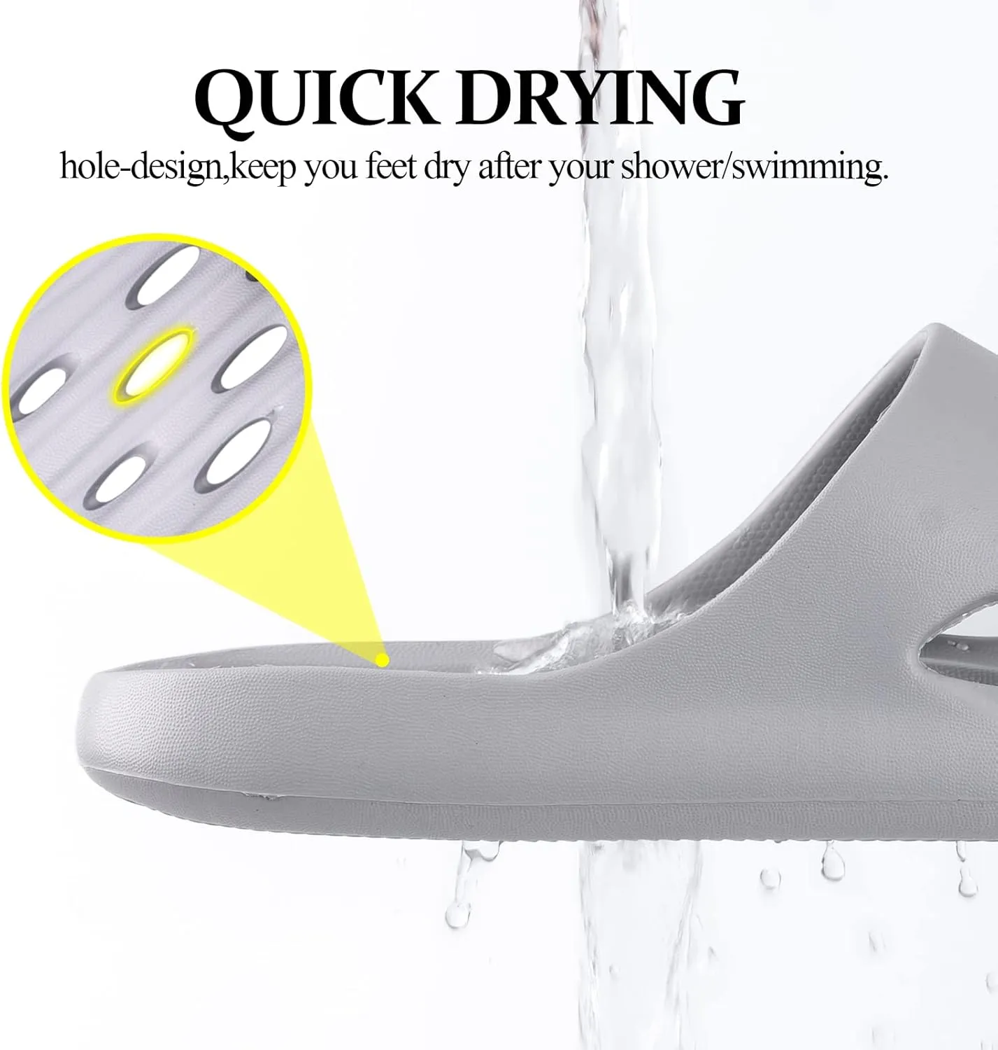 Mens Shower Shoes With Holes Dry Quickly Bath Slippers Womens Non Slip Indoor Home Bedroom Pool Spa Guest College Dorm