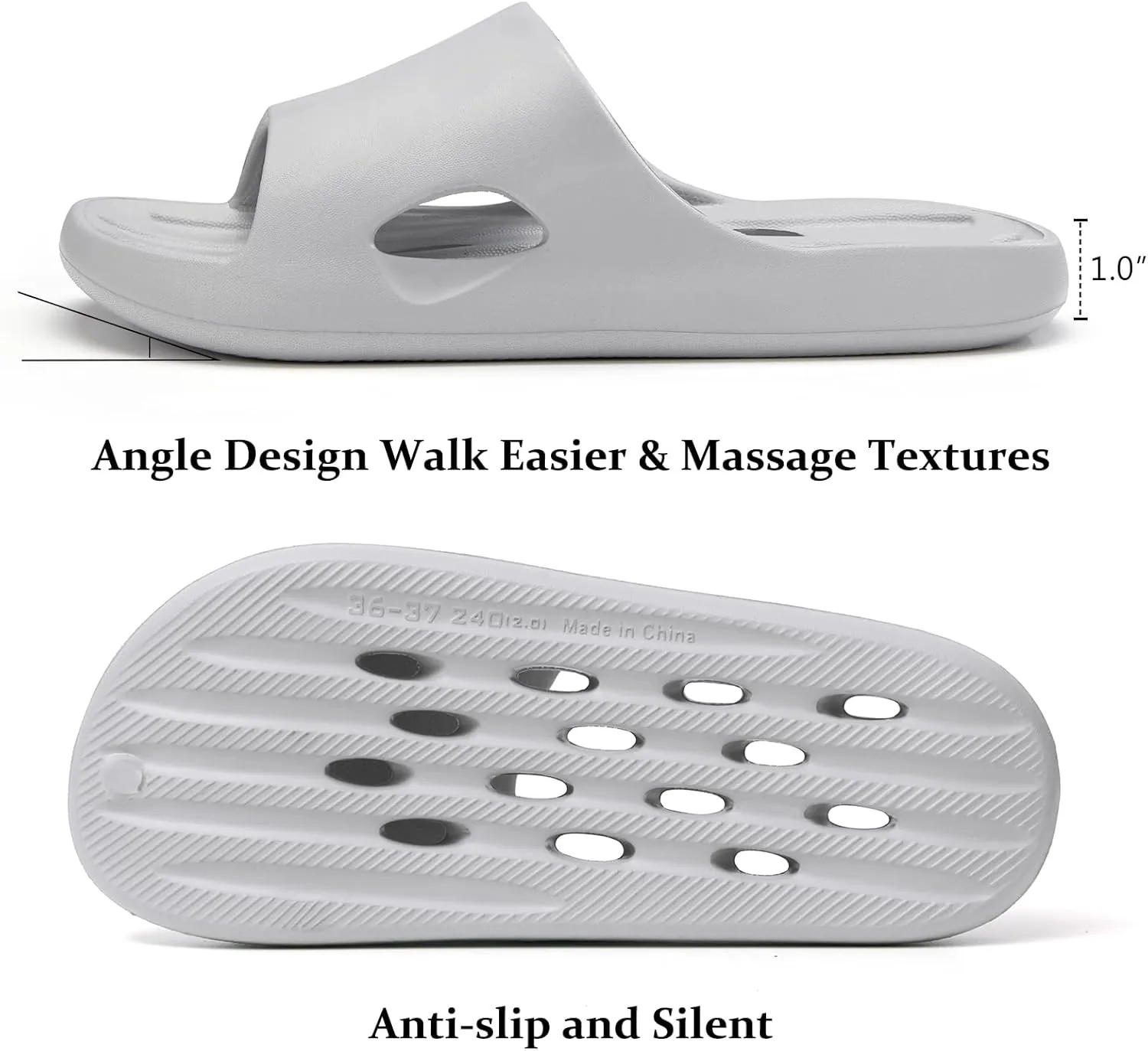 Mens Shower Shoes With Holes Dry Quickly Bath Slippers Womens Non Slip Indoor Home Bedroom Pool Spa Guest College Dorm