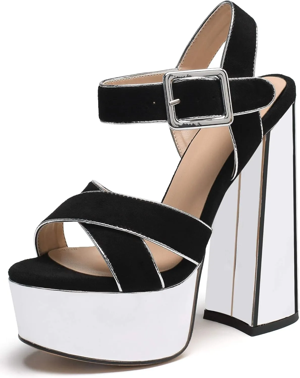 Mettesally Women's Chunky Platform Heels Open Toe Ankle Strap Block Heel Sandals Party Summer Shoes