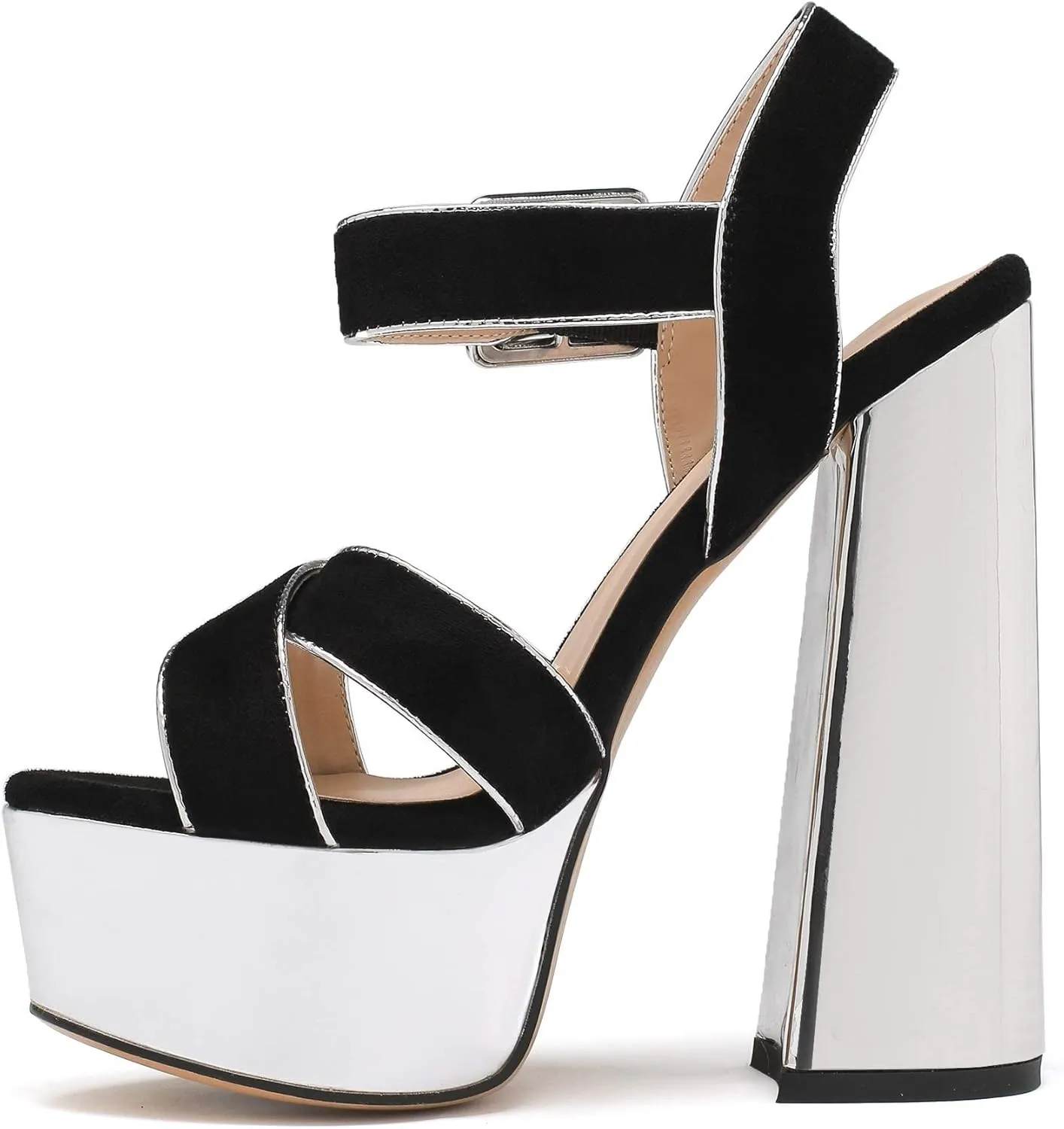 Mettesally Women's Chunky Platform Heels Open Toe Ankle Strap Block Heel Sandals Party Summer Shoes