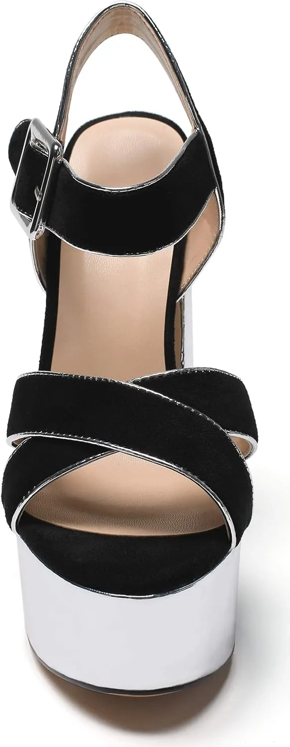 Mettesally Women's Chunky Platform Heels Open Toe Ankle Strap Block Heel Sandals Party Summer Shoes