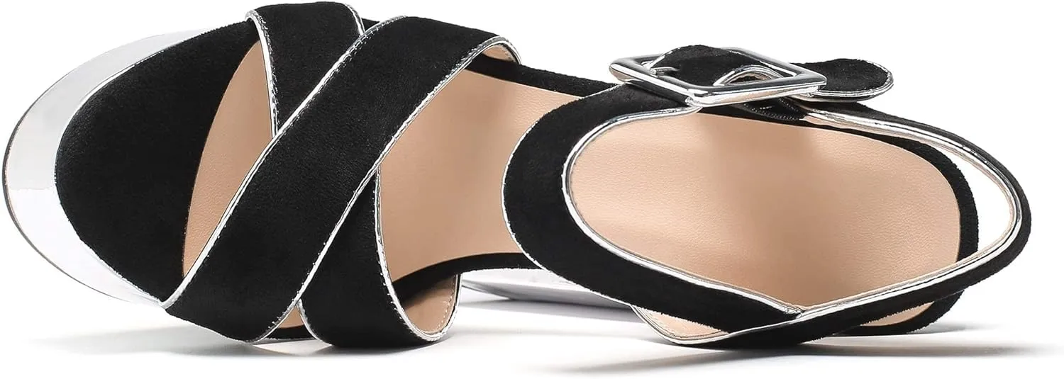Mettesally Women's Chunky Platform Heels Open Toe Ankle Strap Block Heel Sandals Party Summer Shoes