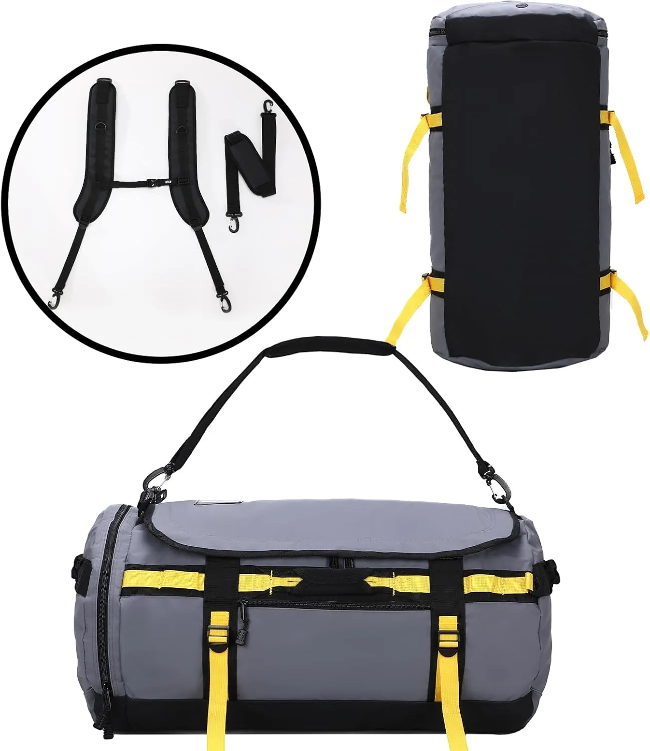 MIER Large Duffel Backpack Sports Gym Bag with Shoe Compartment, Heavy Duty and Water Resistant, Gray, 45L