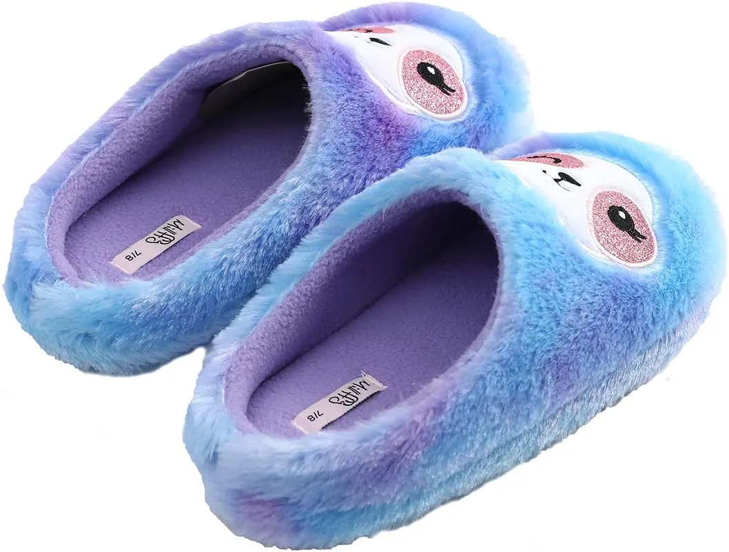 Millffy Soft Fuzzy Animal Slippers Mother Daughter Sloth Foot Pals Rainbow Unicorn Slippers for Girls Women