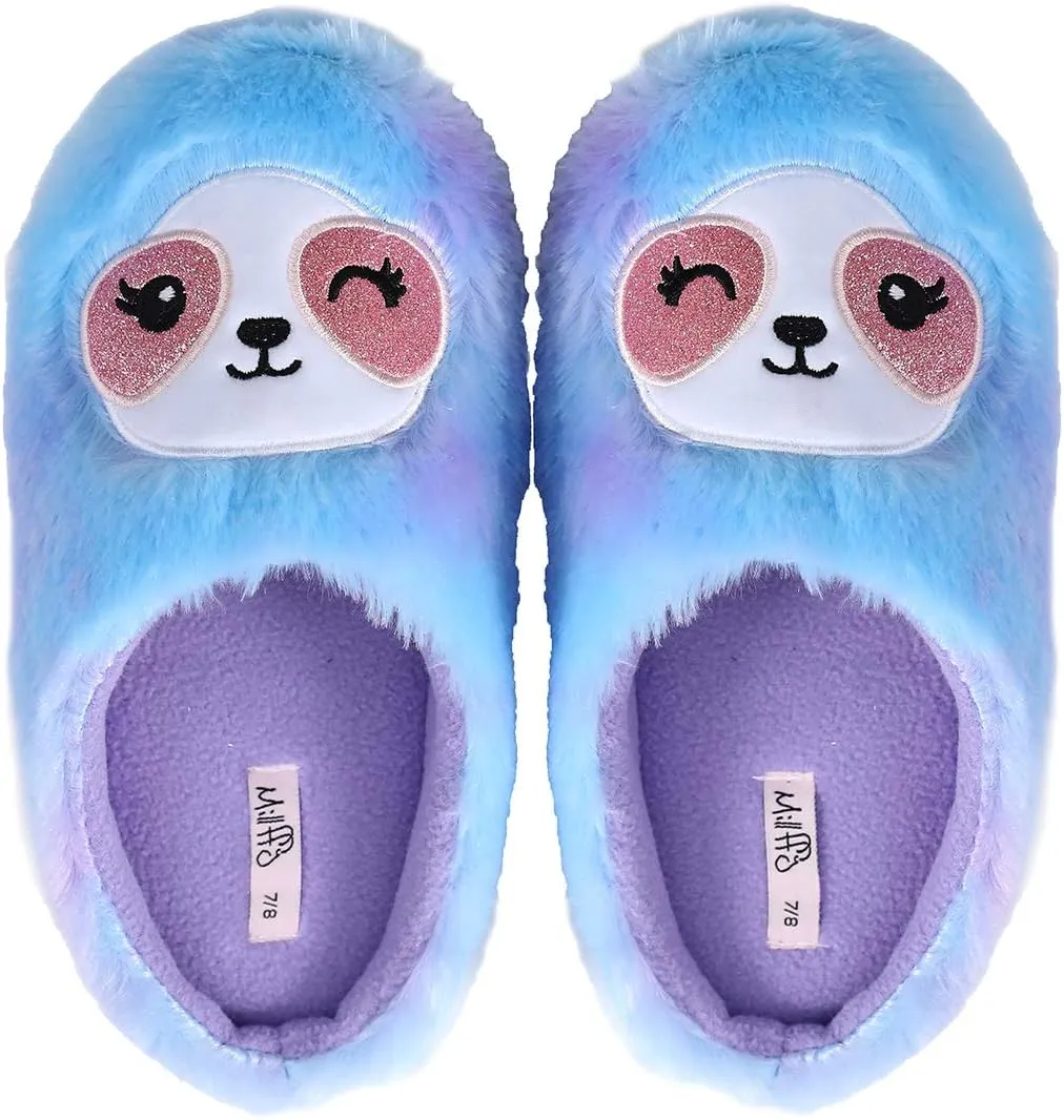 Millffy Soft Fuzzy Animal Slippers Mother Daughter Sloth Foot Pals Rainbow Unicorn Slippers for Girls Women