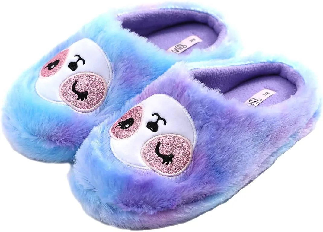 Millffy Soft Fuzzy Animal Slippers Mother Daughter Sloth Foot Pals Rainbow Unicorn Slippers for Girls Women