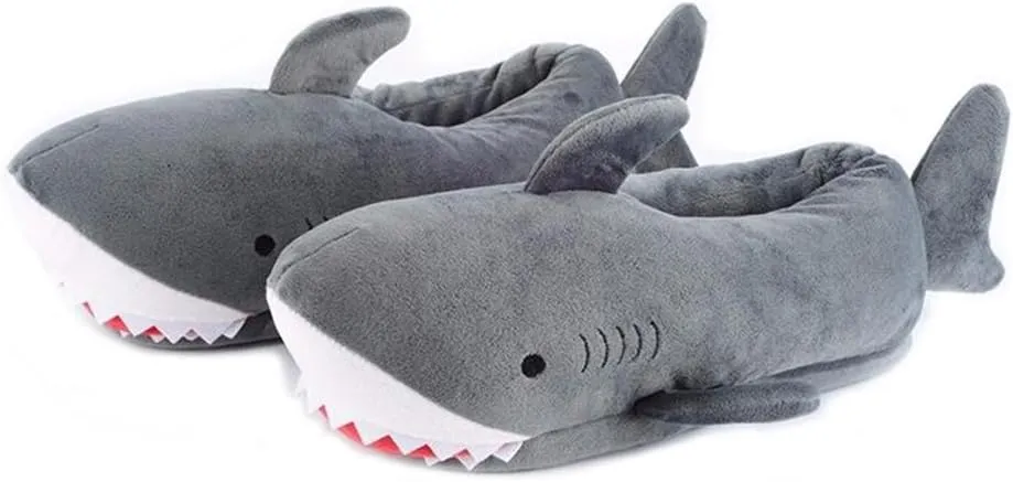 Millffy Women's Cozy Fleece Wicky Shark Memory Foam House Slippers Chomping Shark Dolphin Whale Plush Slippers
