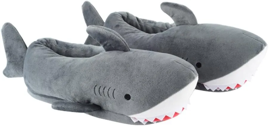 Millffy Women's Cozy Fleece Wicky Shark Memory Foam House Slippers Chomping Shark Dolphin Whale Plush Slippers