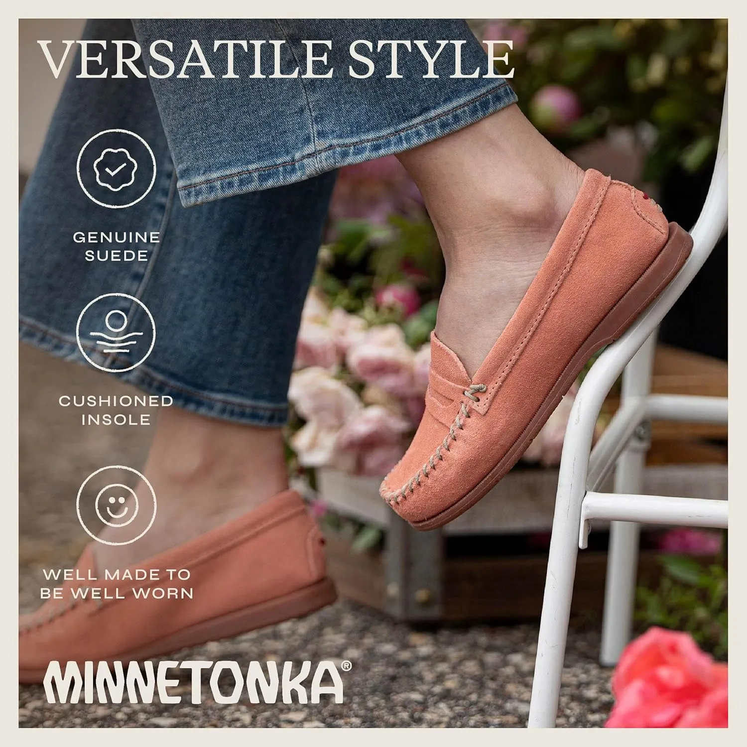 Minnetonka Mellony Penny – Women's Penny Loafer Design, Water and Stain Resistant, Genuine Suede, and Lightweight Sole