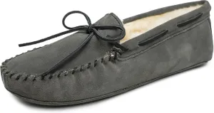 Minnetonka Men's Sheepskin Soft Leather Sole Moccasin Slipper