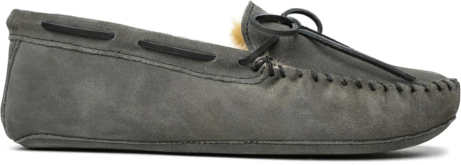 Minnetonka Men's Sheepskin Soft Leather Sole Moccasin Slipper