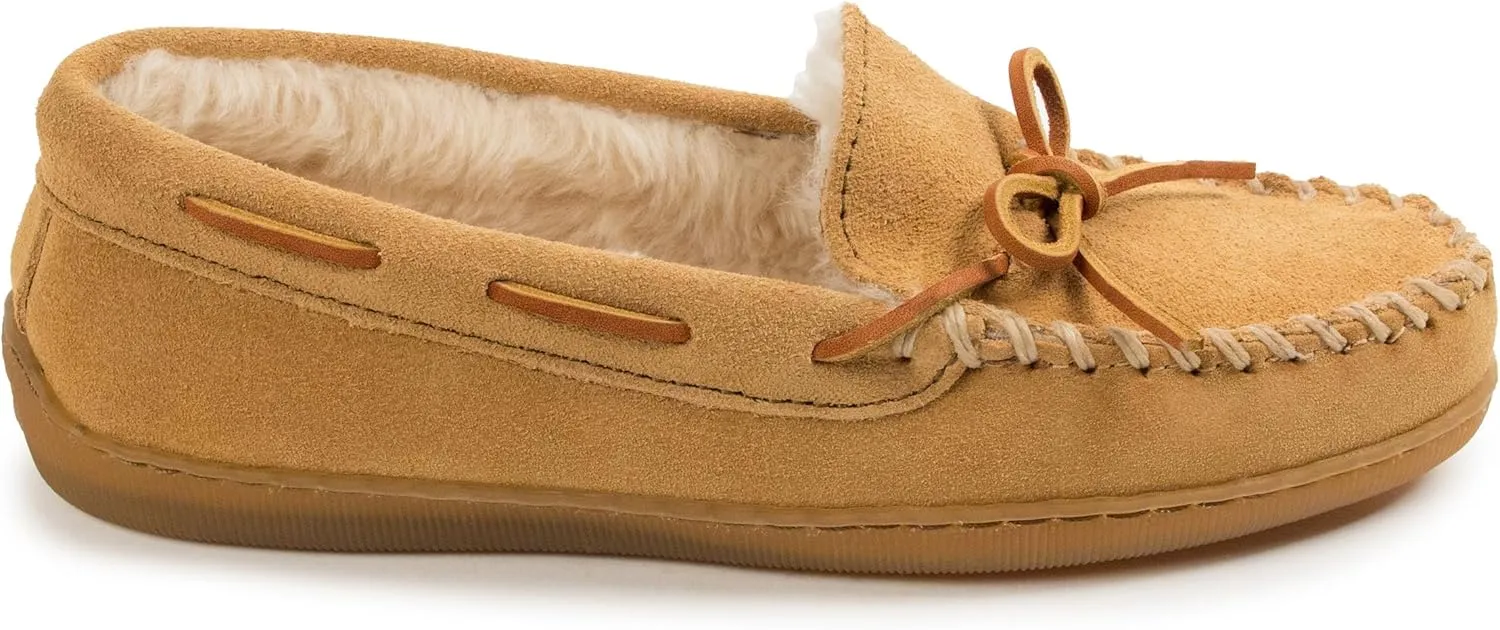 Minnetonka Womens Pile Lined Hardsole Moccasin Slipper