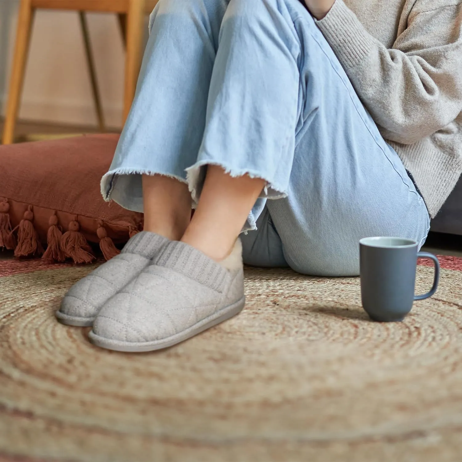 MIXIN Womens Memory Foam Slippers Slip-On Comfy Fuzzy Knit Bedroom Slipper Warm House Shoes for Indoor & Outdoor Comfort