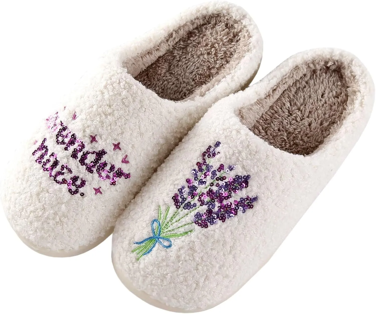 Modern Embroidered Slipper Fuzzy Cozy Memory Foam Women's Men's Couple Home Indoor House Slippers Shoes