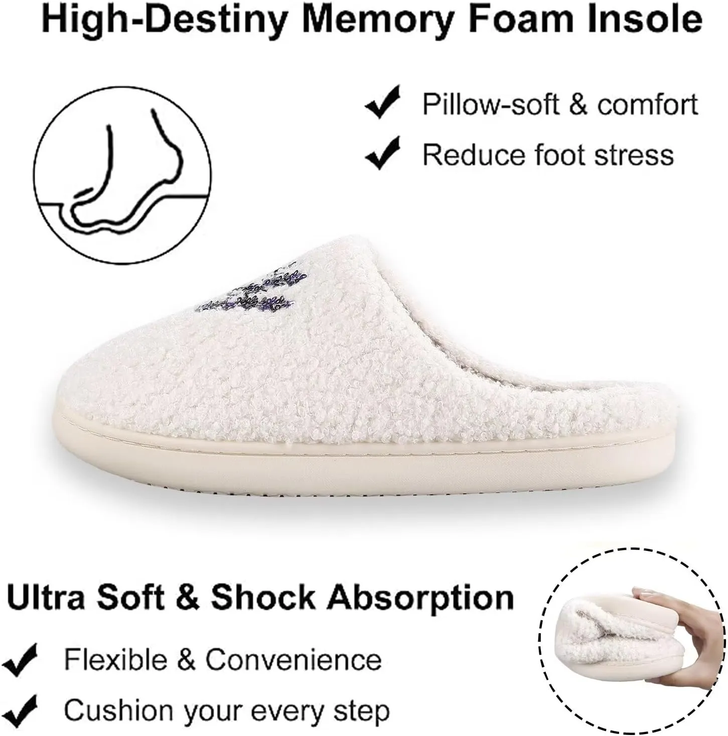 Modern Embroidered Slipper Fuzzy Cozy Memory Foam Women's Men's Couple Home Indoor House Slippers Shoes