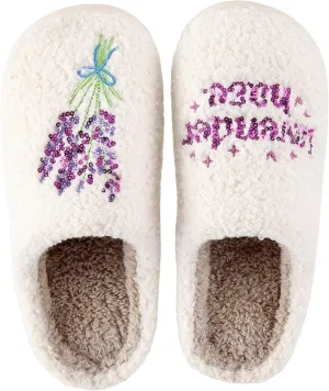 Modern Embroidered Slipper Fuzzy Cozy Memory Foam Women's Men's Couple Home Indoor House Slippers Shoes