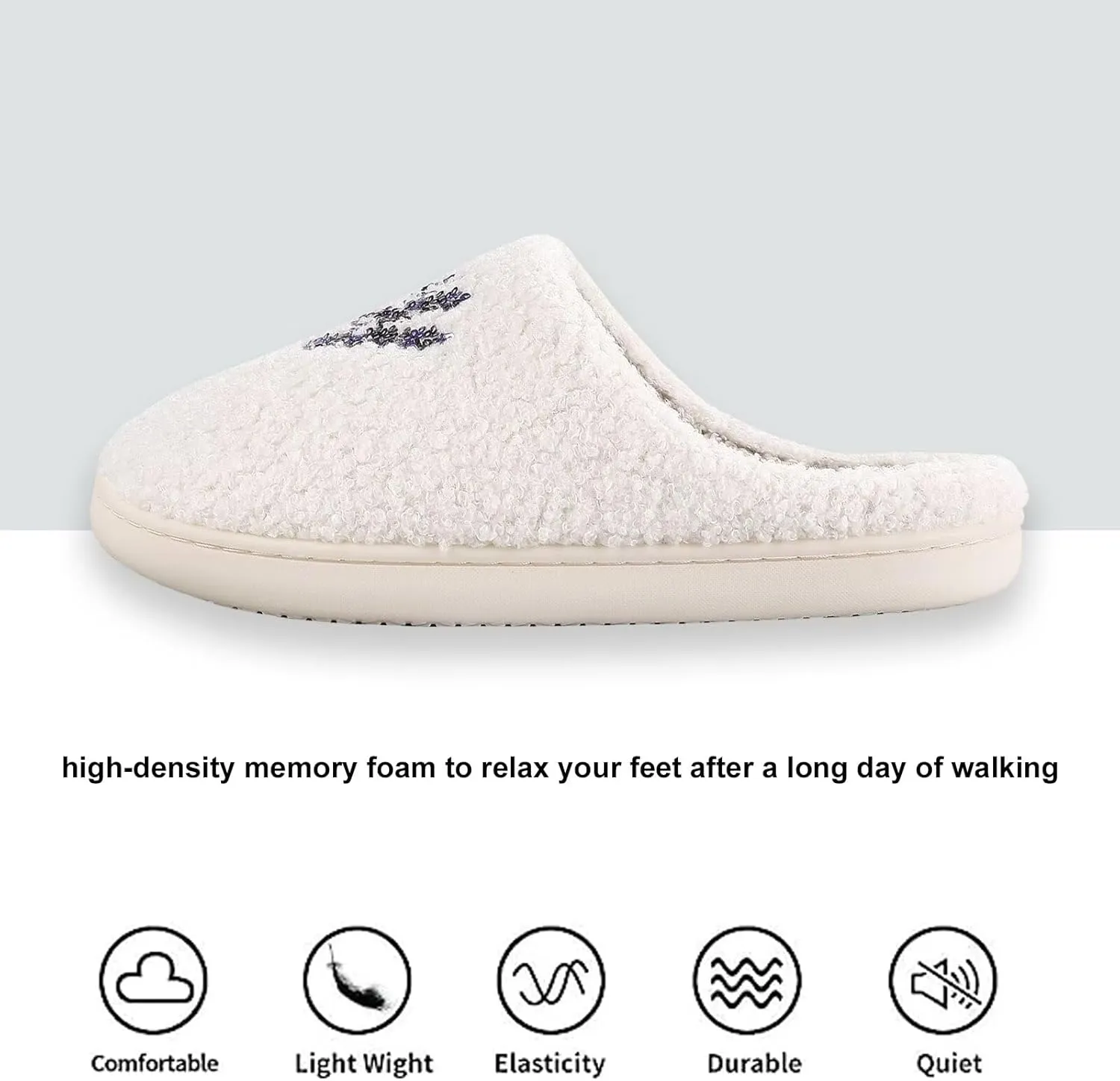 Modern Embroidered Slipper Fuzzy Cozy Memory Foam Women's Men's Couple Home Indoor House Slippers Shoes