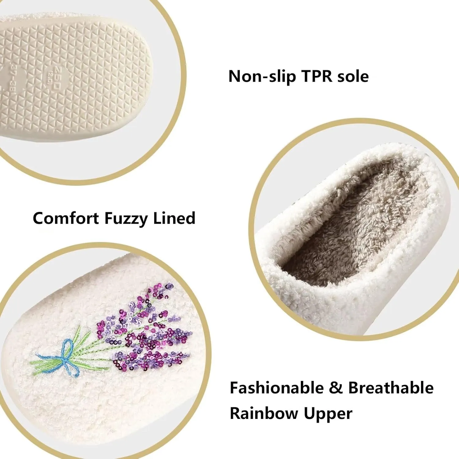 Modern Embroidered Slipper Fuzzy Cozy Memory Foam Women's Men's Couple Home Indoor House Slippers Shoes