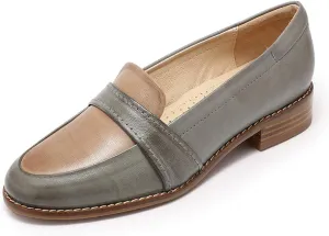 Mona flying Women's Leather Dress Penny Loafers Slip On Flats Office Ladies Casual Shoes