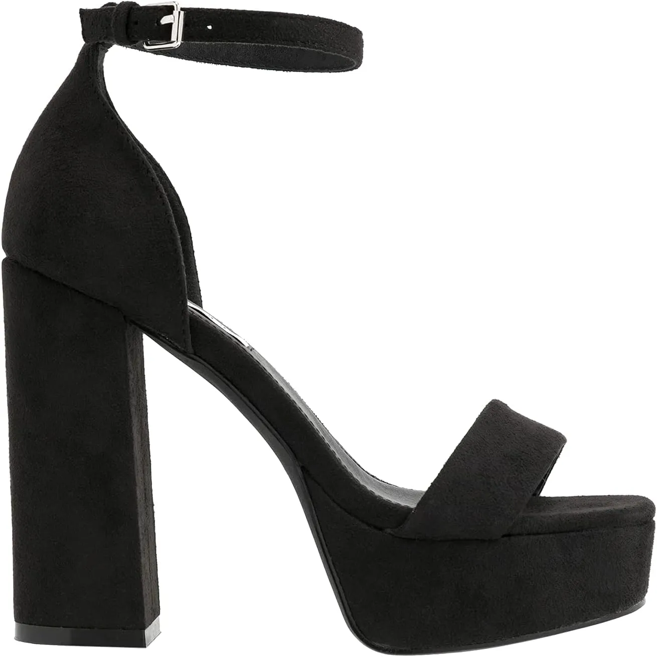 MOOMMO Women Chunky High Heel Sandals Single Band Platform Ankle Strap Summer Shoes Peep Toe 5 Inch Block Heel Slingback Dress Sandals Round Toe Buckle Strap Classic Comfort Work Daily Party 4-13 M US