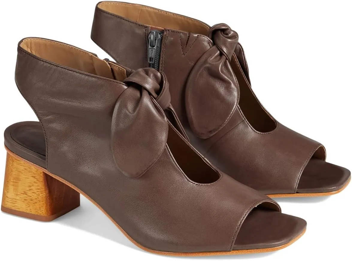 MOOMMO Women Heeled Sandals with Bow Open Toe Low Chunky Block Heel Sandal Booties Cutout 2" Heels Backless Slingback Dress Shoes Peep Toe Back Zipper Suede Sandal Dressy Casual Summer Beach 4-13 M US