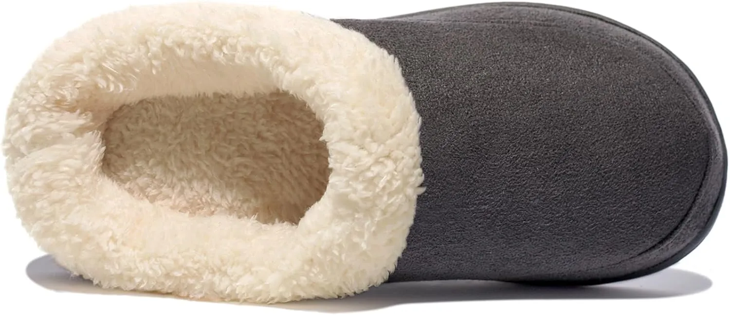 NewDenBer Women's Cozy Memory Foam Slippers Suede Fuzzy Plush Fleece Lined Slip On Indoor Outdoor House Shoes