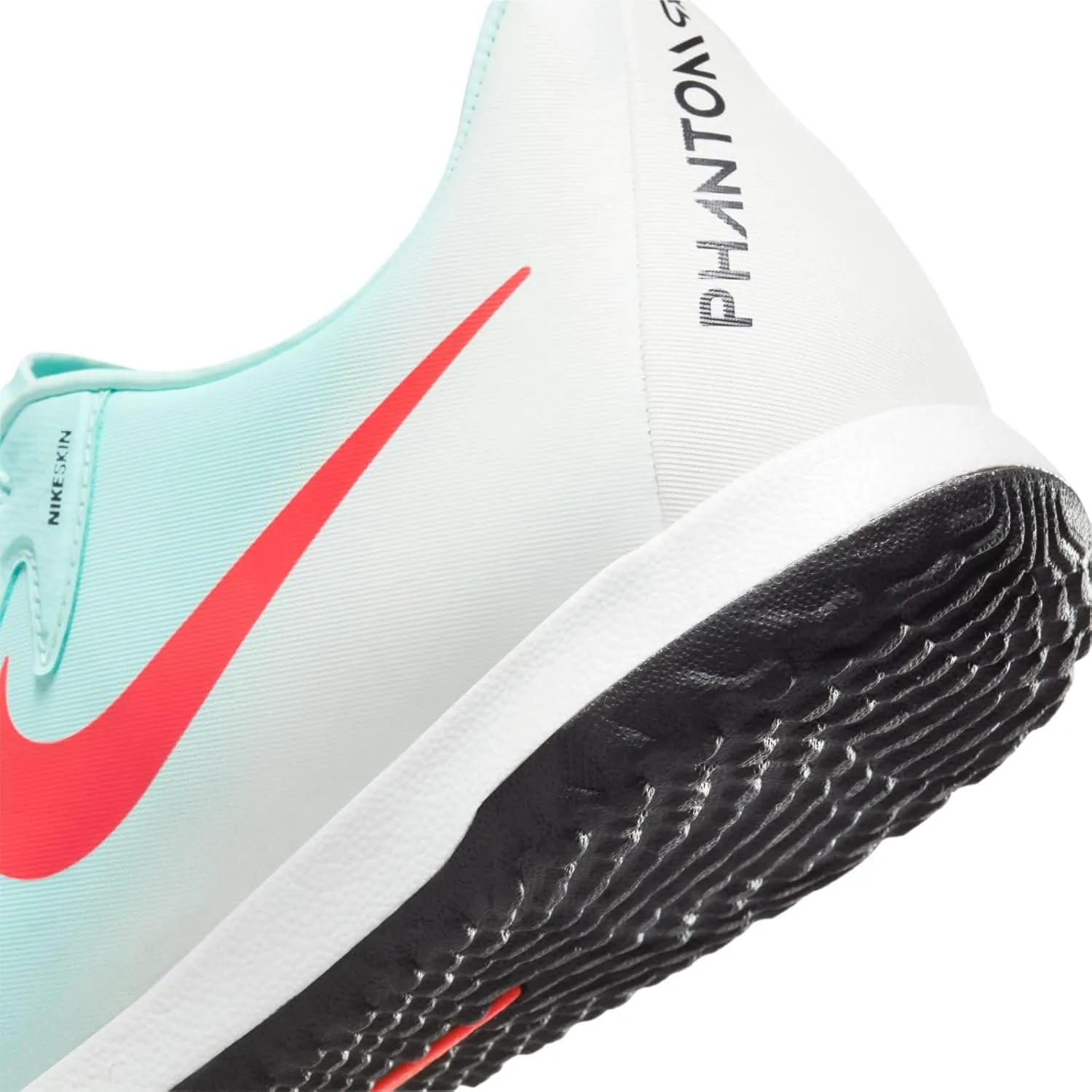 Nike Phantom GX 2 Academy IC Low-Top Soccer Shoes (FJ2581-300, Mint/Off Noir/Atomic Red)