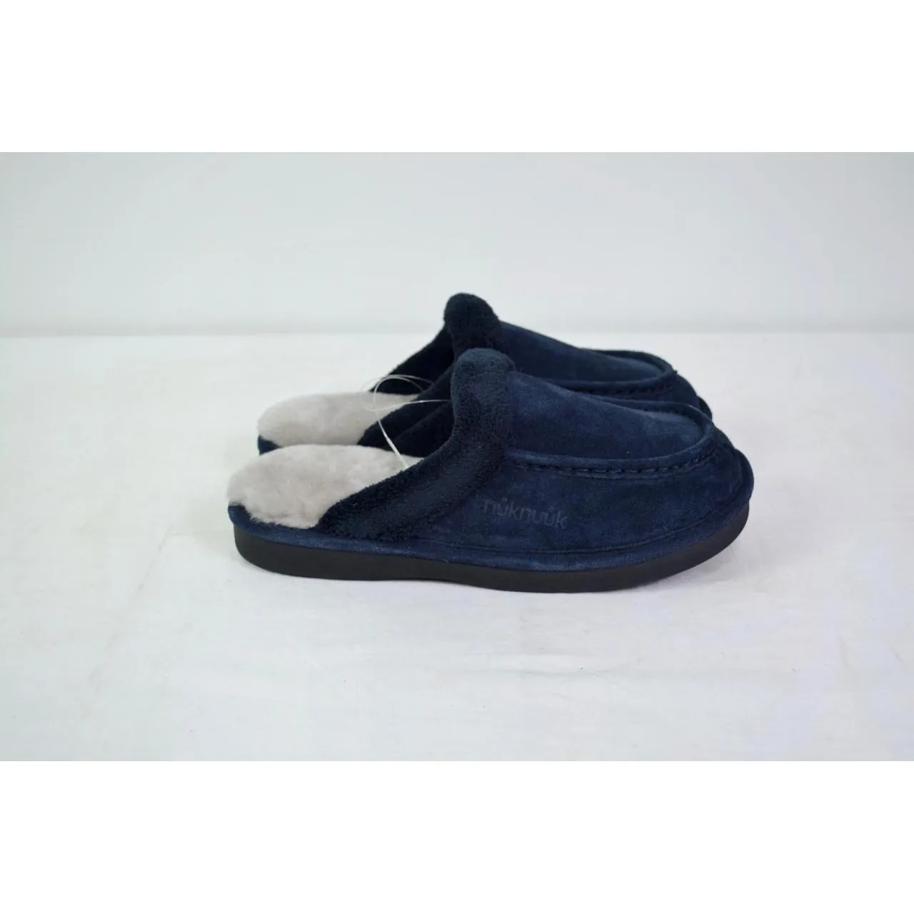 Nuknuuk Men's Leather Slippers Navy 8