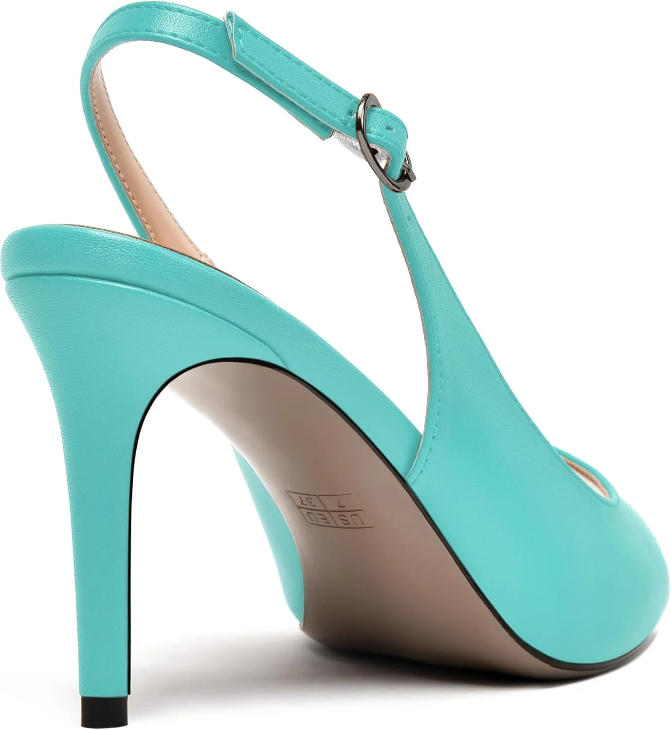 NUMALEO Womens Buckle Fashion Peep Toe Sexy Matte Slingback Evening Stiletto High Heel Pumps Shoes 3.3 Inch