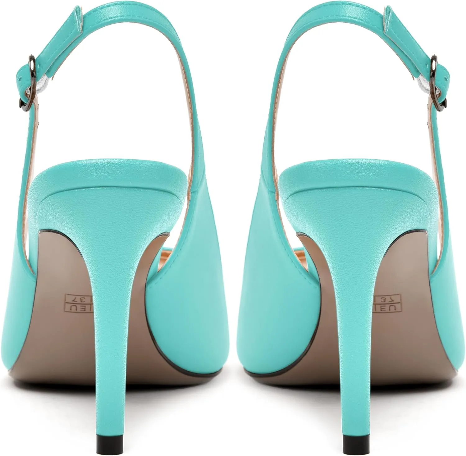 NUMALEO Womens Buckle Fashion Peep Toe Sexy Matte Slingback Evening Stiletto High Heel Pumps Shoes 3.3 Inch
