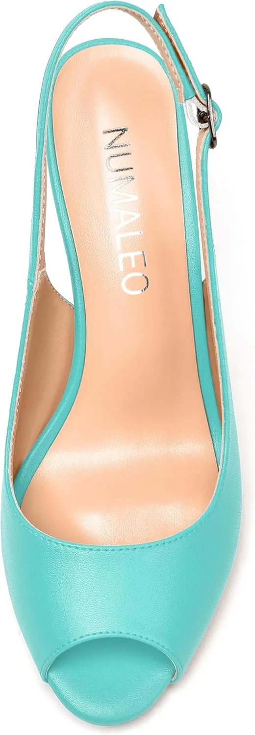 NUMALEO Womens Buckle Fashion Peep Toe Sexy Matte Slingback Evening Stiletto High Heel Pumps Shoes 3.3 Inch