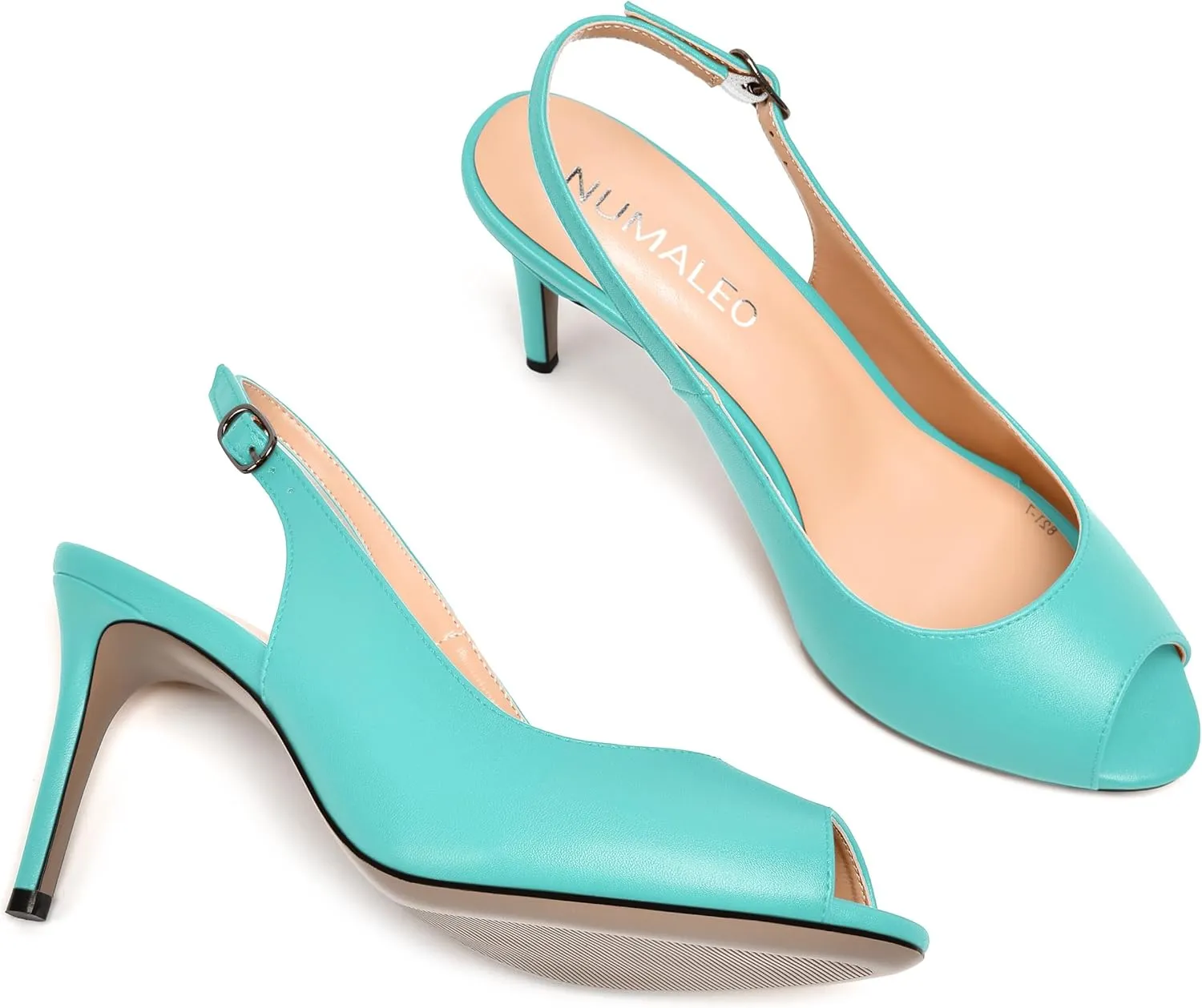 NUMALEO Womens Buckle Fashion Peep Toe Sexy Matte Slingback Evening Stiletto High Heel Pumps Shoes 3.3 Inch