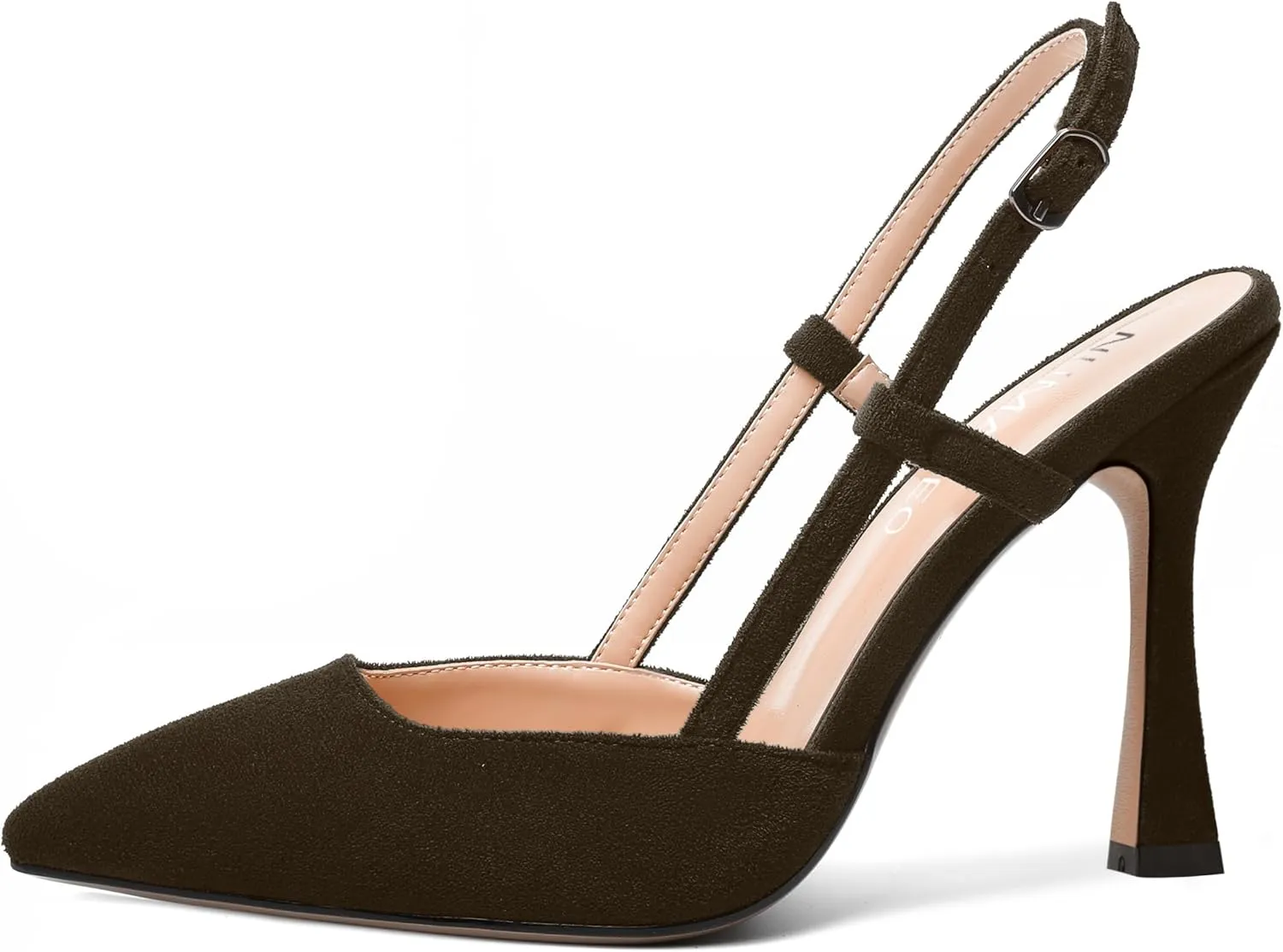 NUMALEO Womens Sexy Pointed Toe Suede Buckle Slingback Comfortable Evening Stiletto High Heel Pumps Shoes 4 Inch