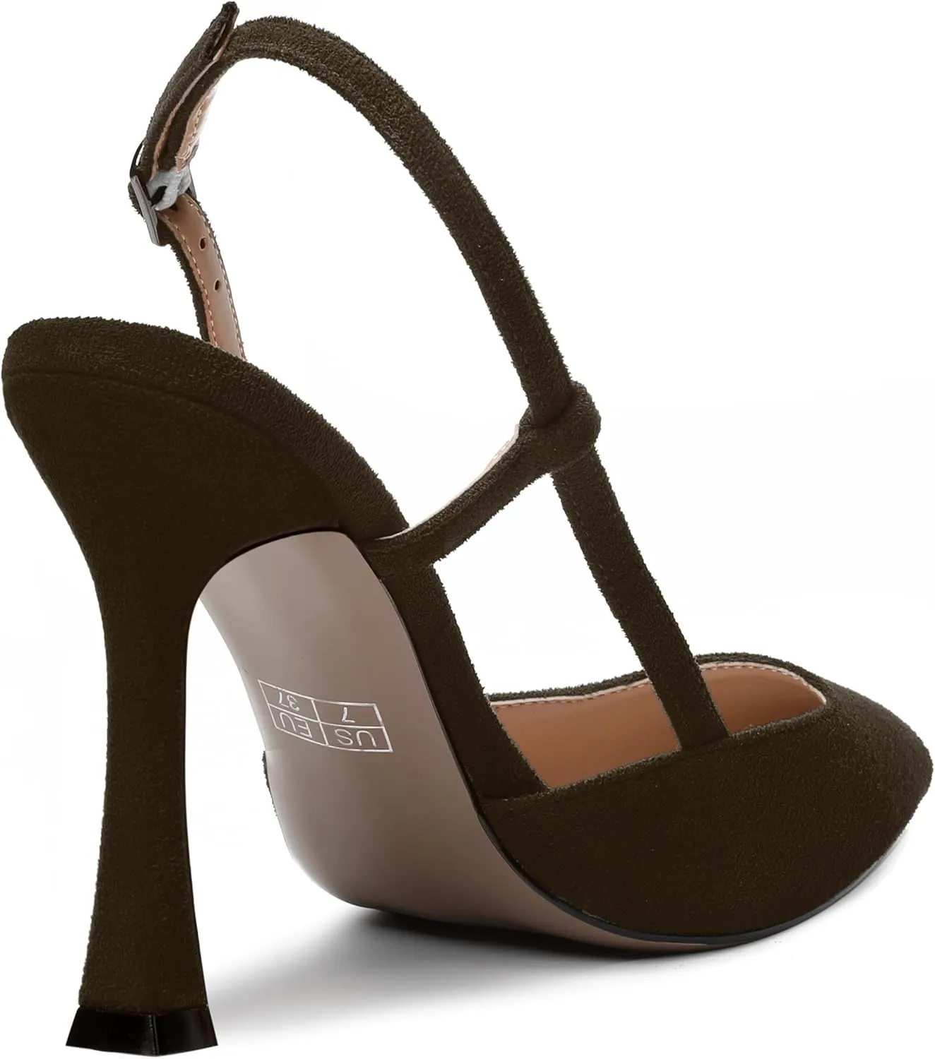 NUMALEO Womens Sexy Pointed Toe Suede Buckle Slingback Comfortable Evening Stiletto High Heel Pumps Shoes 4 Inch
