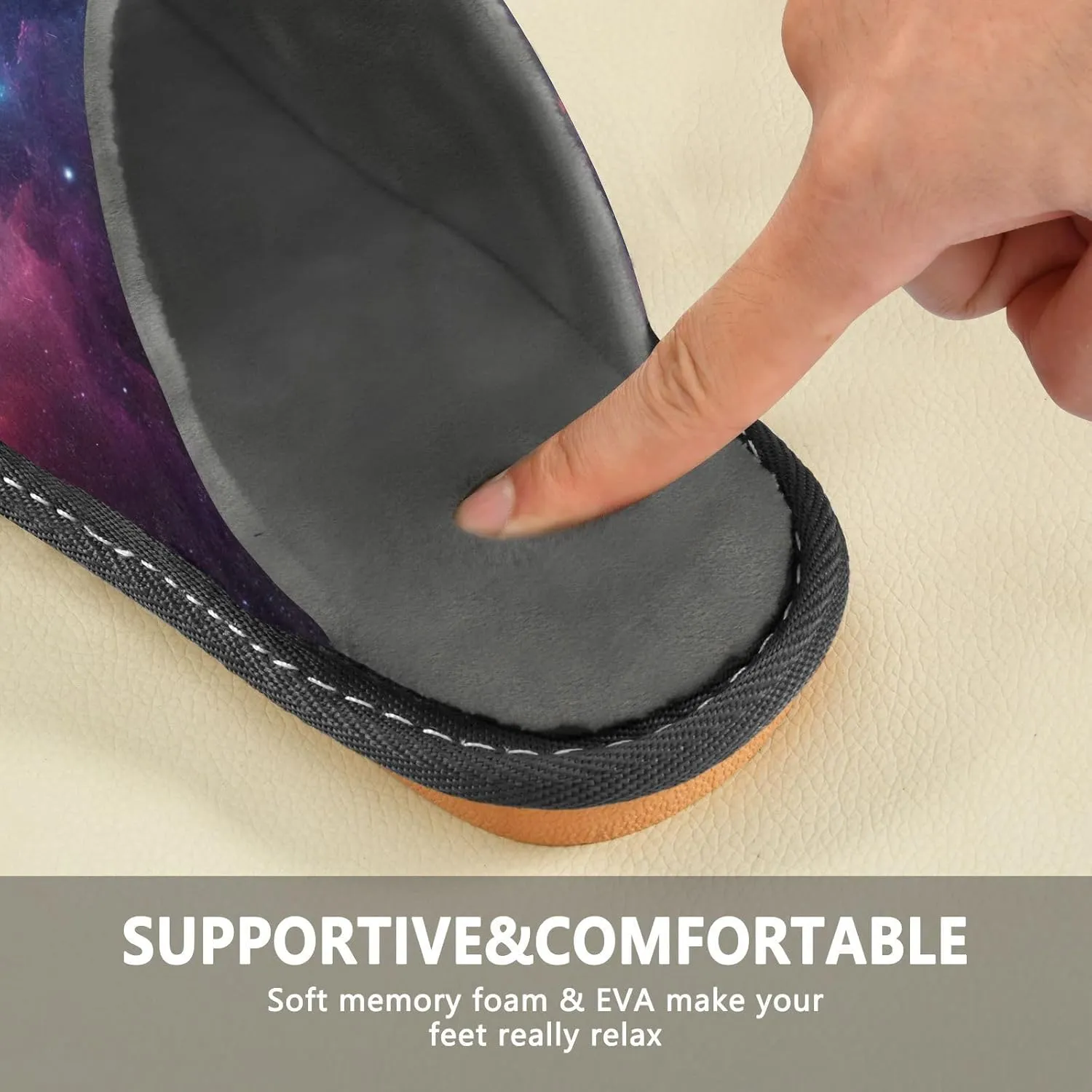 ODAWA Constellation Dinosaur Dad Soft Memory Foam House Shoe, Washable Indoor House Shoes