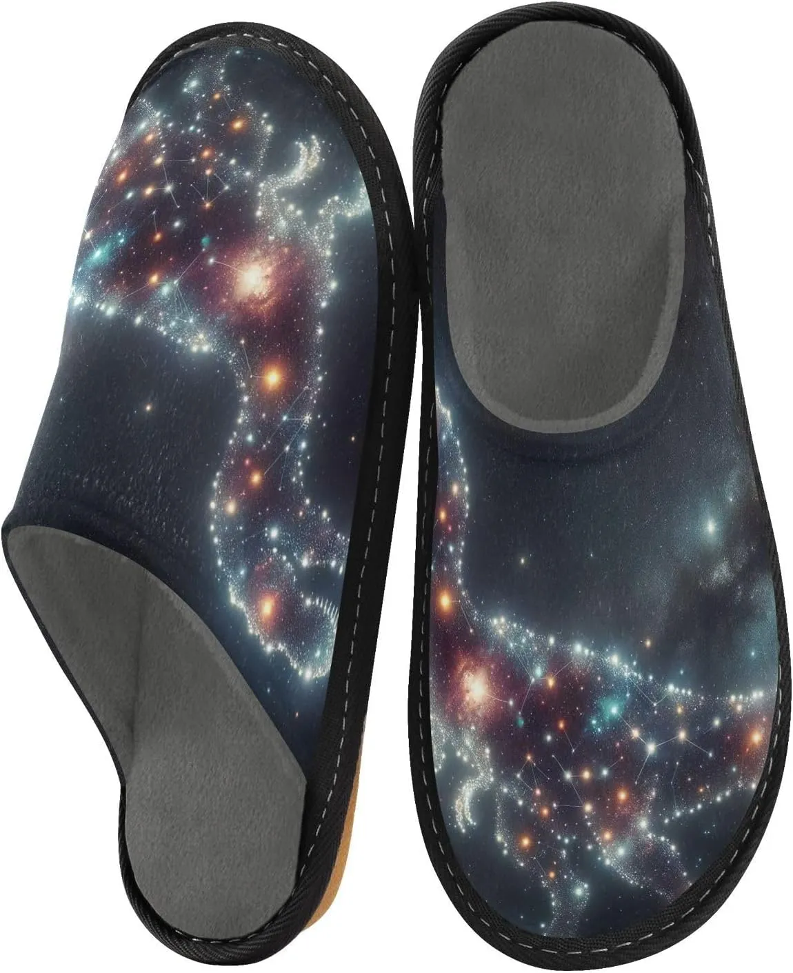 ODAWA Constellation Dinosaur Dad Soft Memory Foam House Shoe, Washable Indoor House Shoes