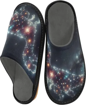 ODAWA Constellation Dinosaur Dad Soft Memory Foam House Shoe, Washable Indoor House Shoes
