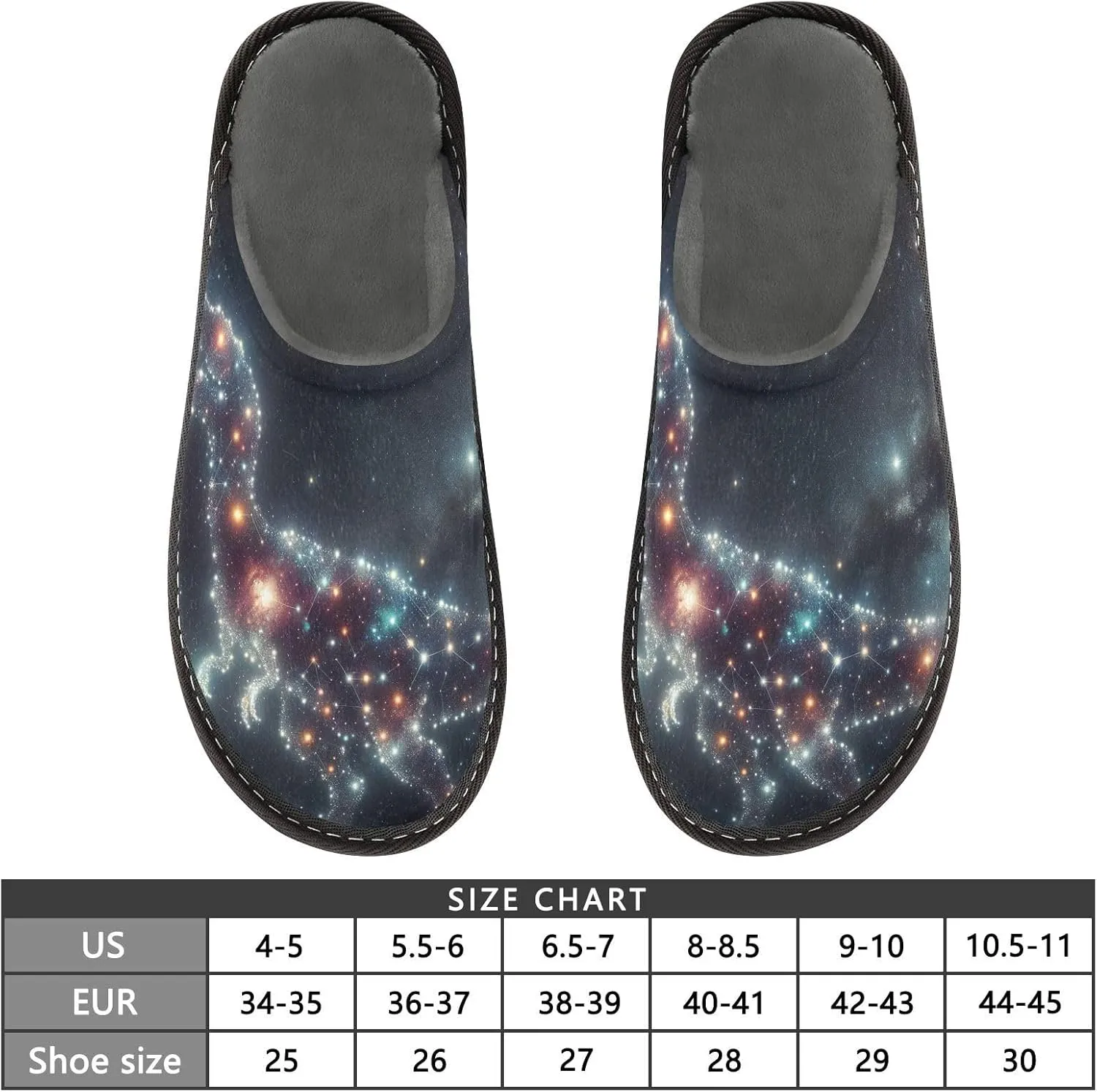 ODAWA Constellation Dinosaur Dad Soft Memory Foam House Shoe, Washable Indoor House Shoes