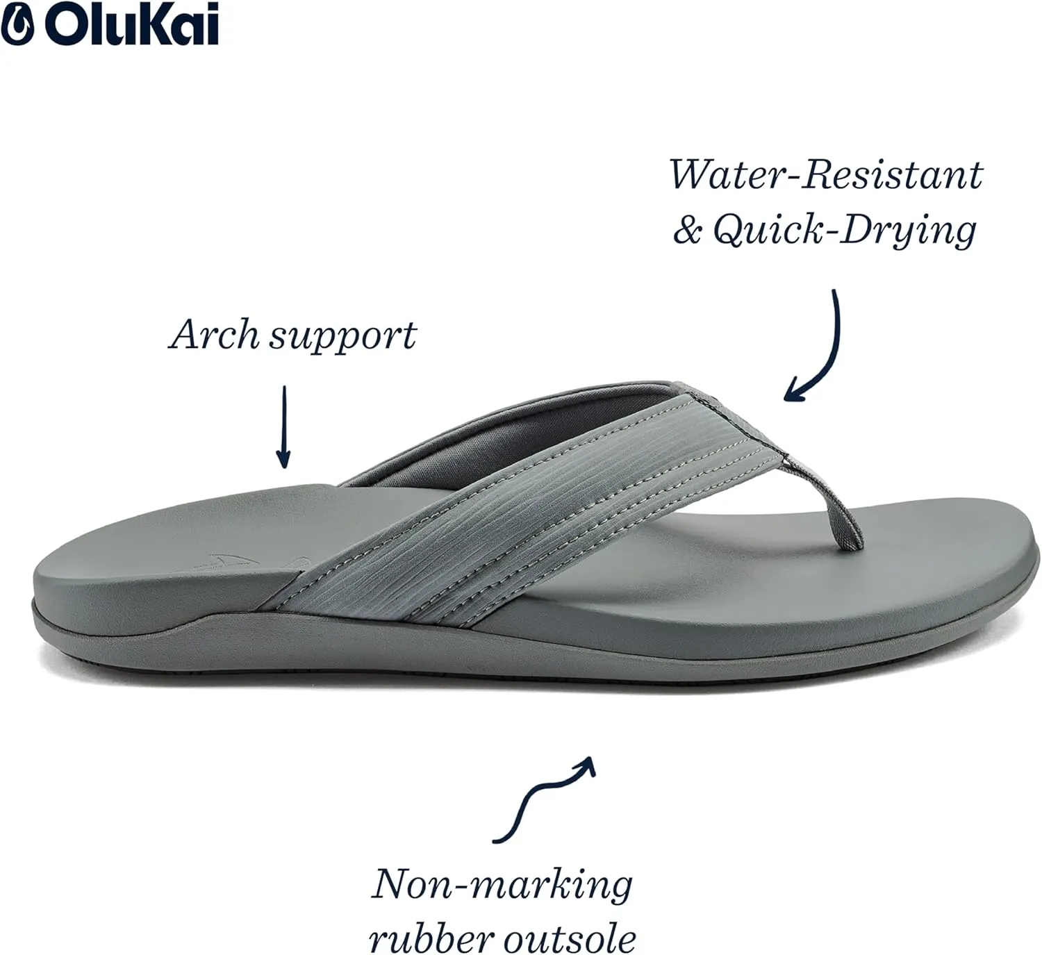 OLUKAI Maha Men's Beach Sandal, Water-Friendly Shoe, All-Day Wear & Ultra-Soft Comfort Fit