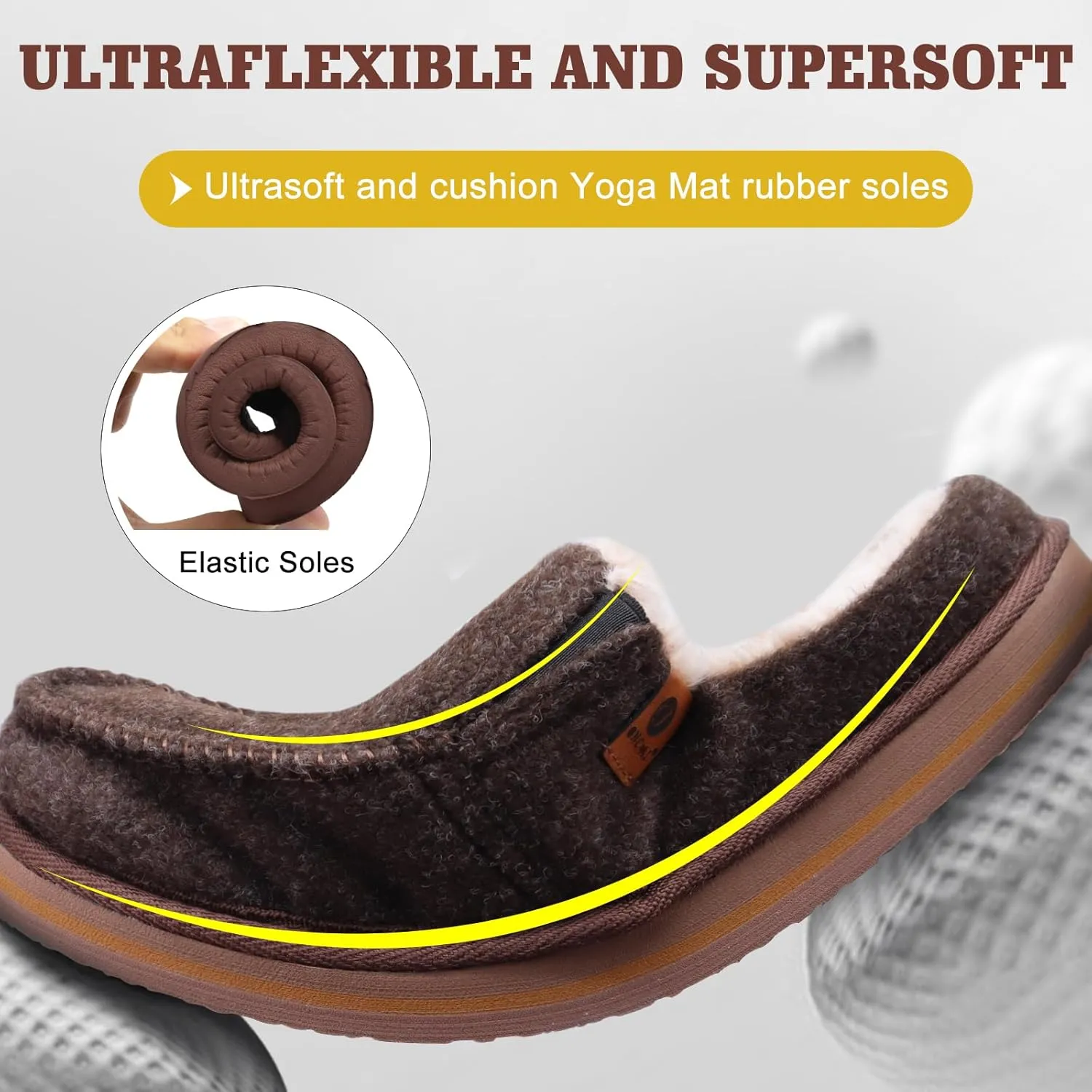 ONCAI Mens Clog Slippers with Arch Support Stripe Faux Fur Cotton-Blend High-Density Memory Foam Warm House Slippers Slip-on Indoor Outdoor Rubber Sole Size 7-16