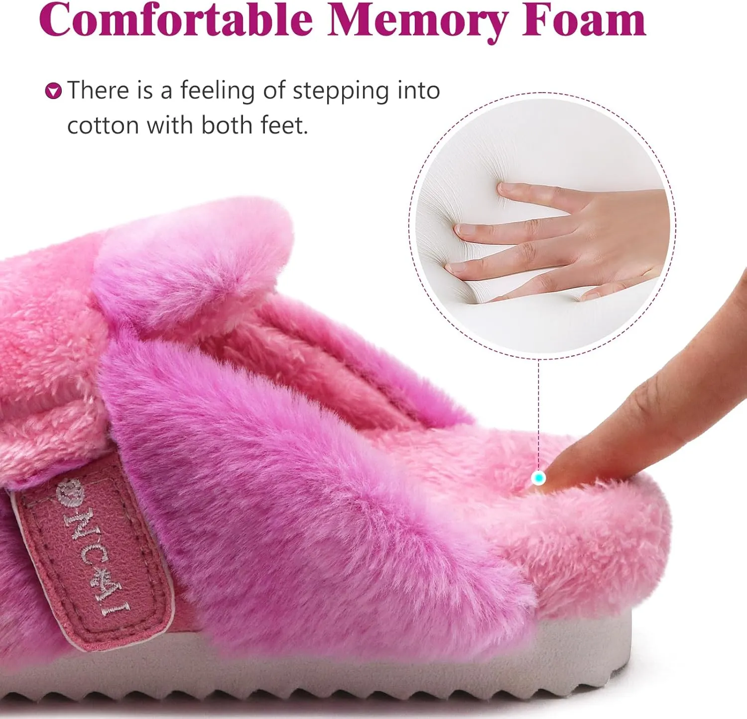 ONCAI Women's Slippers, Plush Faux Fur Soft Cushion Comfortable Memory Foam Slip On House Slippers with Hard Rubber Soles Indoor/Outdoor Winter Warm Fashion, US Size 6-11