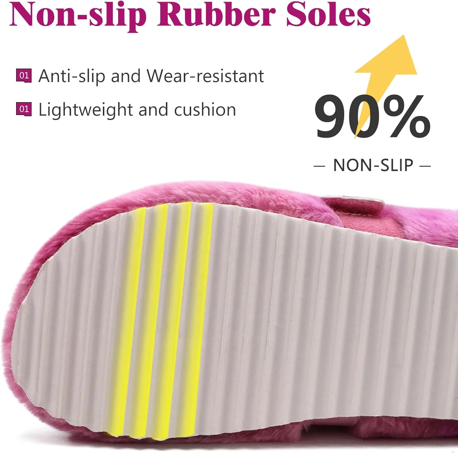 ONCAI Women's Slippers, Plush Faux Fur Soft Cushion Comfortable Memory Foam Slip On House Slippers with Hard Rubber Soles Indoor/Outdoor Winter Warm Fashion, US Size 6-11