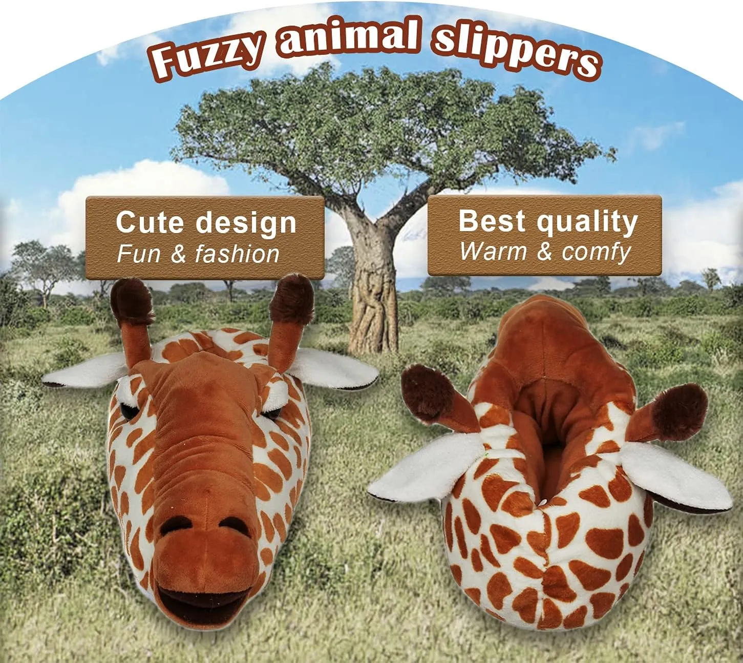 Onmygogo Fuzzy Winter Animal Slippers for Men and Women
