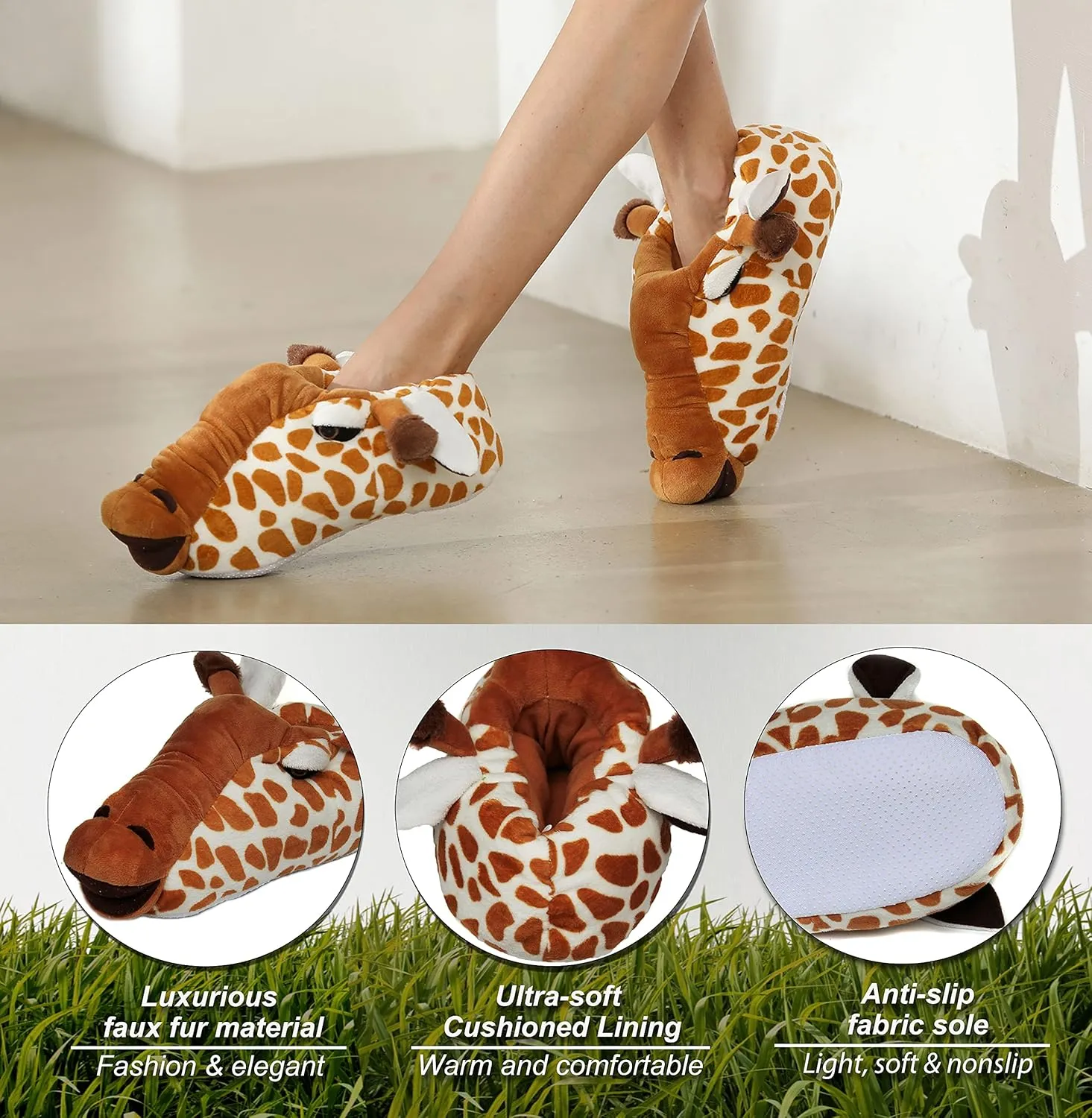Onmygogo Fuzzy Winter Animal Slippers for Men and Women