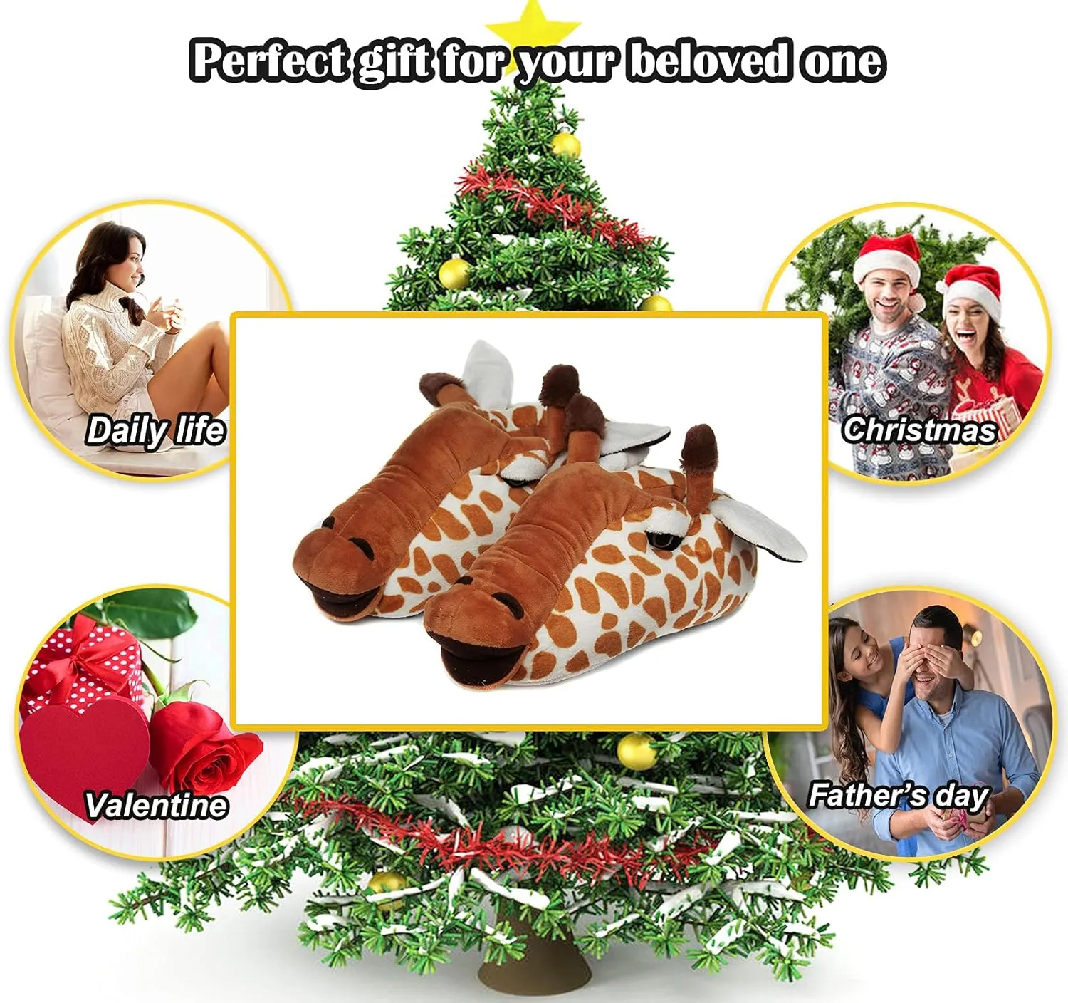 Onmygogo Fuzzy Winter Animal Slippers for Men and Women