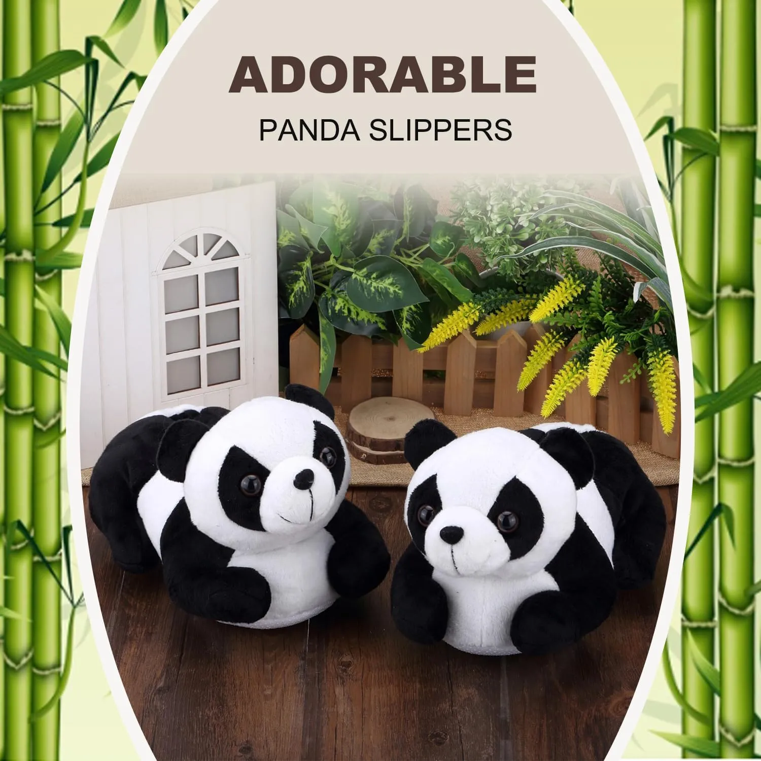 Onmygogo Indoor Fuzzy Winter Animal Panda and Cow Plush Slippers for Adult Women Men Boys Girls Kids