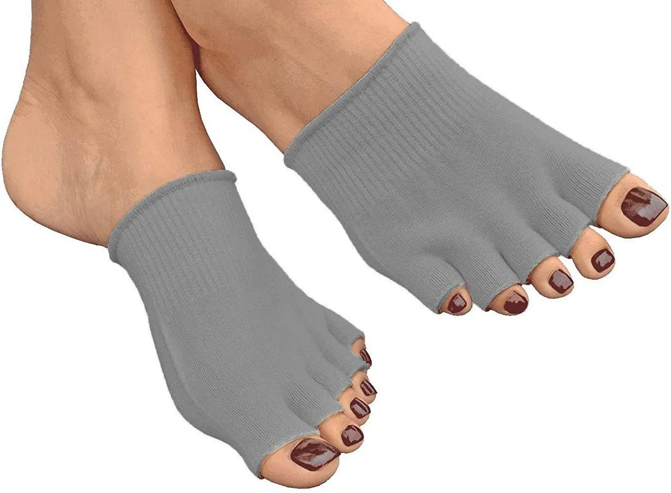 Open Toe Alignment Socks Gel-Lined Foot Massage Separator Spacer Relaxing Stretch Tendon Pain Relief Yoga Sports Gym. (Medium, Dark Grey)